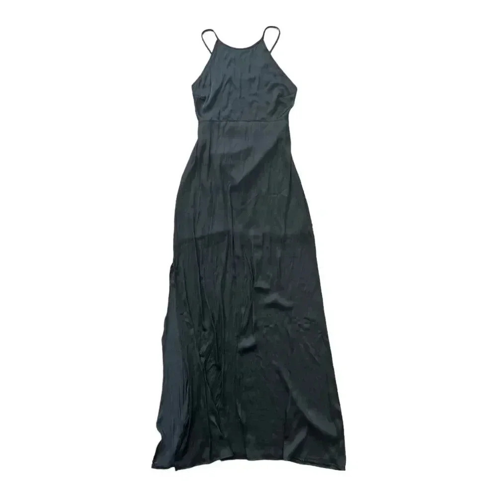 Capulet Revolve Black Side Slit Open Back Maxi Dress S